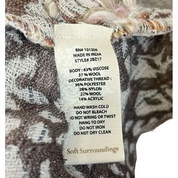 Soft Surroundings Open Cardigan Kimono Small/Medium Fringe Bohemian Chic‎ - Picture 10 of 10